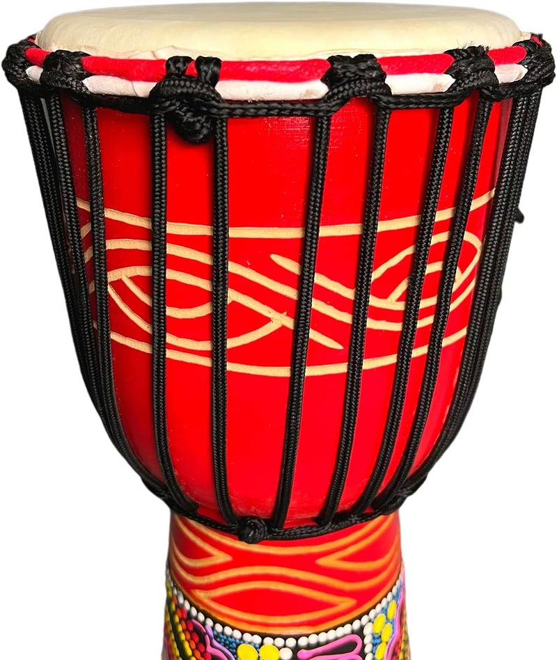 SIPSOCE Djembe Drum 8'' Hand Drum Musical Instrument African Drumk, Bongo (Red) - Image 3